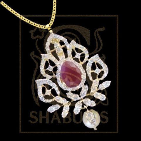 Latest Indian Jewelry,South Indian Jewellery,Pure silver diamond pendent,Swaroski Pendent,Indian Wedding Jewelry -NIHIRA-SHABURIS