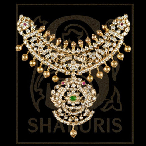 Latest Indian Jewelry,South Indian Jewellery,Pure silver diamond pendent,Swaroski Pendent,Indian Wedding Jewelry -NIHIRA-SHABURIS