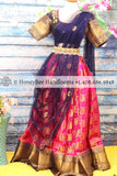 Latest pattu langa voni,Kids pattu langa,Half saree,lehenga, pattu langa voni duppatta,blue duppatta,blue and pink lehenga