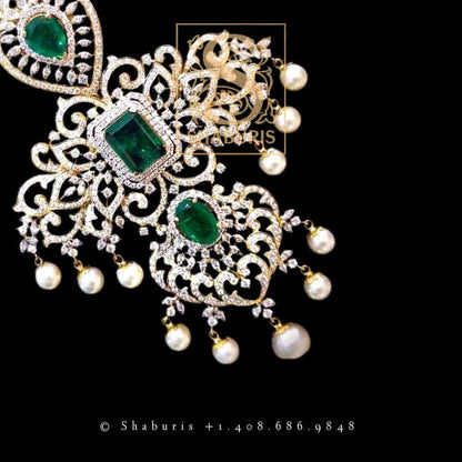 Latest Indian Jewelry,South Indian Jewellery,Pure silver diamond pendent,Swaroski Pendent,Indian Wedding Jewelry -NIHIRA-SHABURIS