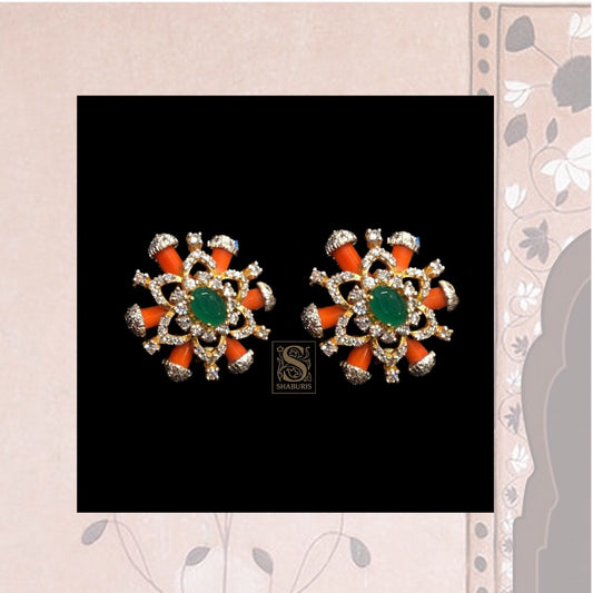 Indian Jewellery Designs,South Indian Jewellery,Indian Jewelry,Coral Studs,indian jewelry online,latest indian jewellery - NIHIRA-SHABURIS