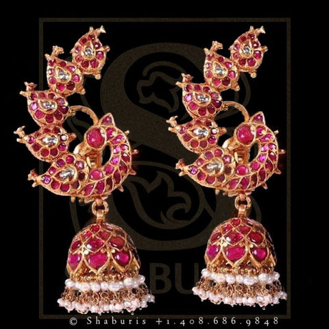 Indian Jewellery Designs,South Indian Jewellery,Indian Jewelry,peacock Jhumka,indian jewelry online,latest indian jewellery -NIHIRA-SHABURIS