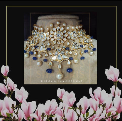 Bollywood Jewelry,Pure Silver Jewellery,polki Necklace,Big Indian studs,Indian Bridal,Indian Wedding Jewelry-NIHIRA-SHABURIS