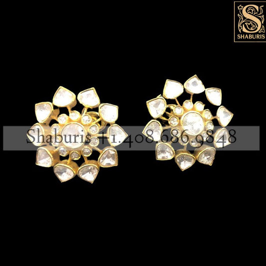 Latest Indian Jewelry,South Indian Jewelry,Pure silver Big Studs Indian,Indian Earrings,Stud Earring,Indian Wedding Jewelry -NIHIRA-SHABURIS