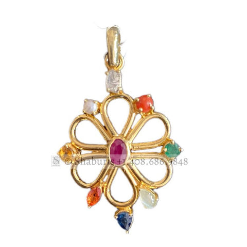 Latest Indian Jewelry,Pure Silver Jewellery Indian ,navaratan pendent,charm jewelry,Indian Bridal,Indian Wedding Jewelry-NIHIRA-SHABURIS