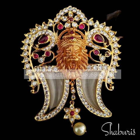 Latest Indian Jewelry,Pure Silver Jewellery Indian ,puligoru pendent,charm jewelry,narasimha swamy pendent -NIHIRA-SHABURIS