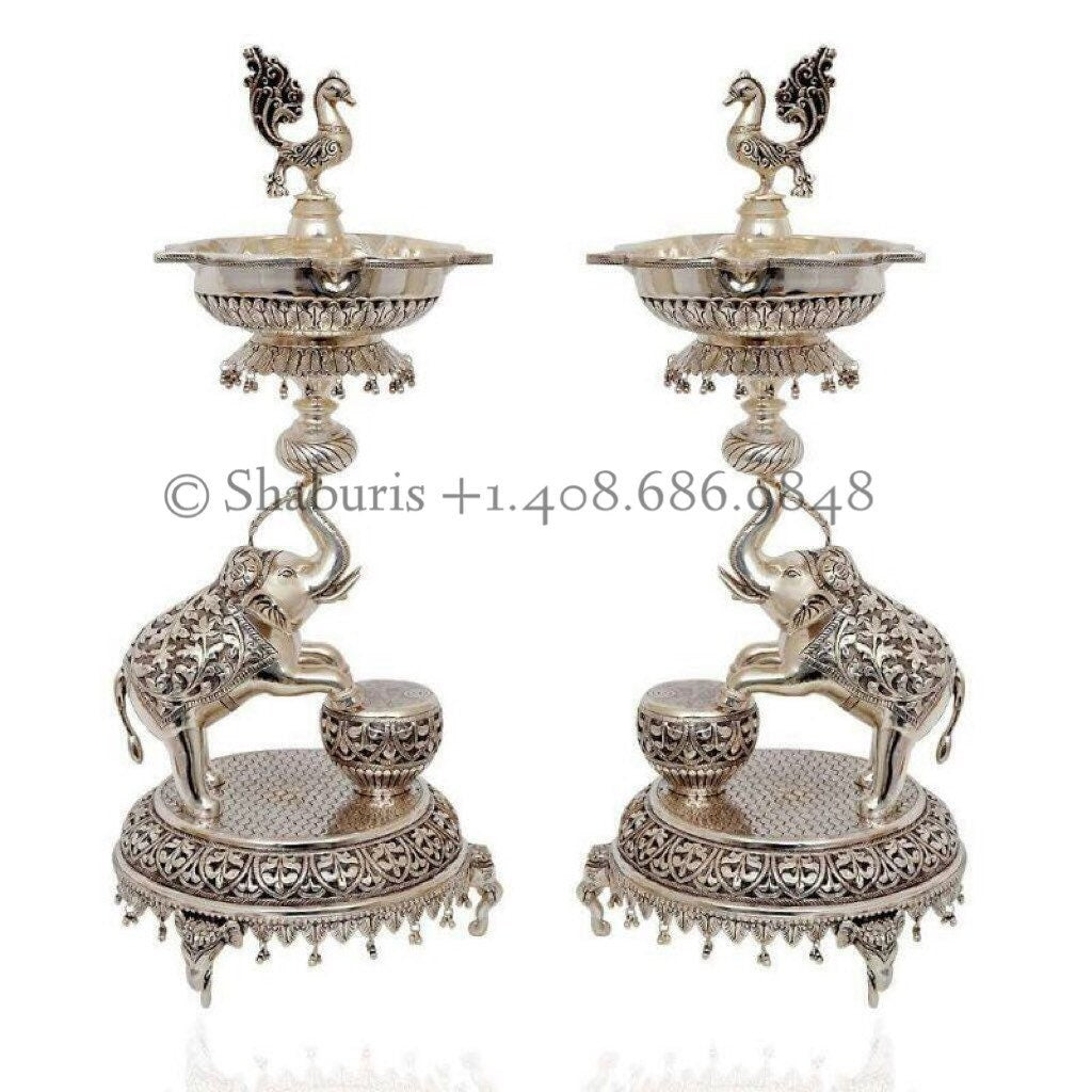 Pure Silver Diya,Indian Pooja Articles,Pure silver articles indian,indian pooja samagri,silver articles,diya lamps silver- NIHIRA - SHABURIS