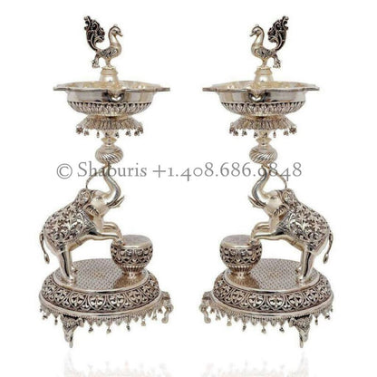 Pure Silver Diya,Indian Pooja Articles,Pure silver articles indian,indian pooja samagri,silver articles,diya lamps silver- NIHIRA - SHABURIS