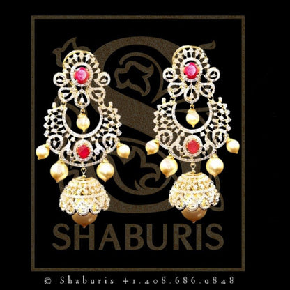 Chandbali , Latest Indian Jewelry,South Indian Jewelry,Pure silver Jhumkas Indian,Indian Earrings,Indian Wedding Jewelry -NIHIRA-SHABURIS