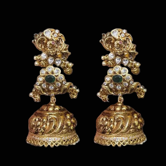 Peacock earrings ,Pure Silver Jewellery Indian ,nakshi Earrings,Big Indian earrings,Indian Bridal,Latest Indian Jewelry-NIHIRA-SHABURIS