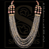 Pearl Maala,coral maala,pure silver,fresh water pearls,indian jewelry diamond jewelry inspired,Swarovski design,chain,necklace-NIHIRA