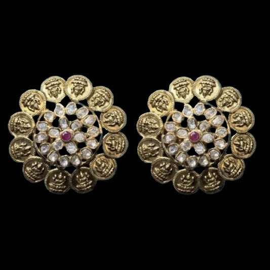Lakshmi Kasu Latest Indian Jewelry,South Indian Jewelry,Pure silver Jhumkas Indian,Indian Earrings,Indian Wedding Jewelry -NIHIRA-SHABURIS