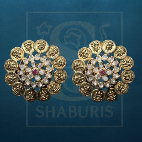 Lakshmi Kasu Latest Indian Jewelry,South Indian Jewelry,Pure silver Jhumkas Indian,Indian Earrings,Indian Wedding Jewelry -NIHIRA-SHABURIS