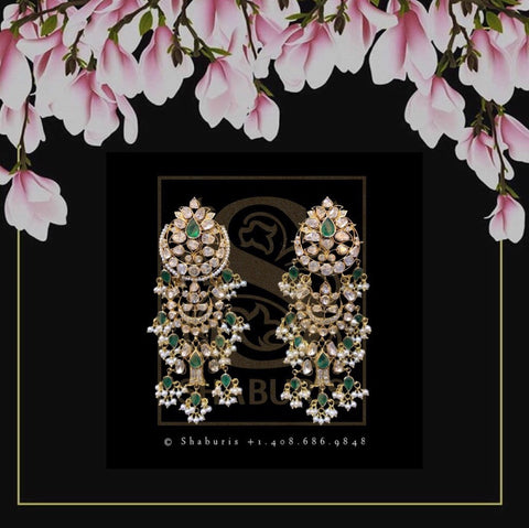Bollywood Jewelry,Pure Silver Jewellery Indian ,Chandbali Earrings,Big Indian earrings,Indian Bridal,Indian Wedding Jewelry-NIHIRA-SHABURIS