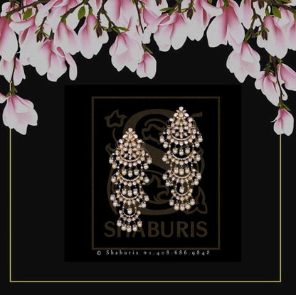 Bollywood Jewelry,Pure Silver Jewellery Indian ,Chandbali Earrings,Big Indian earrings,Indian Bridal,Indian Wedding Jewelry-NIHIRA-SHABURIS