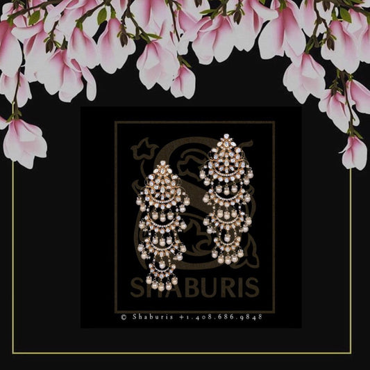 Bollywood Jewelry,Pure Silver Jewellery Indian ,Chandbali Earrings,Big Indian earrings,Indian Bridal,Indian Wedding Jewelry-NIHIRA-SHABURIS