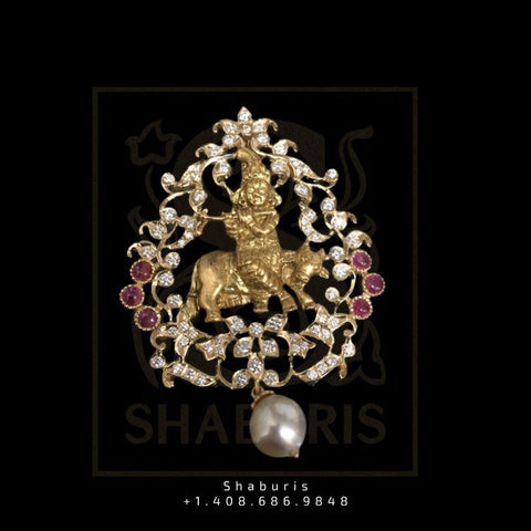 Krishna pendent,swarovski pendent,southindian Jewelery,Traditional indian Jewelery,Polki haram,Pure silver jewelry-NIHIRA