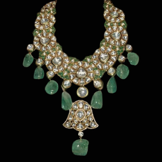 Padmavathi choker,Heavy choker,Sabyasachi Jewelry inspired,southindian Jewelery,indian Jewelery,Polki haram,Pure silver jewelry-NIHIRA