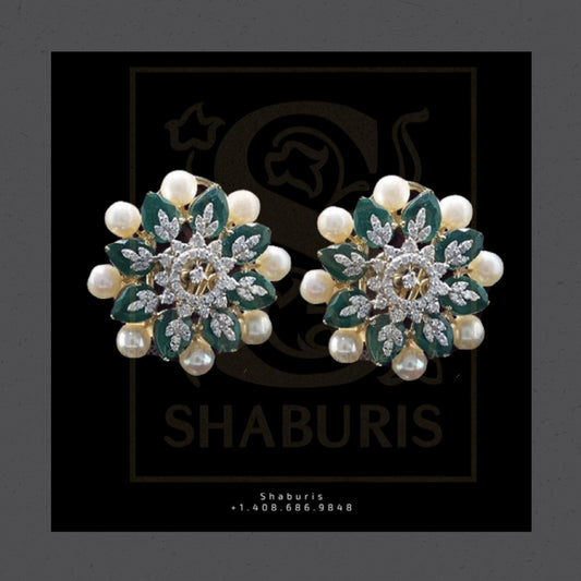 Bollywood Jewelry,Pure Silver Jewellery Indian ,big stud Earrings,Big Indian earrings,Indian Bridal,Indian Wedding Jewelry-NIHIRA-SHABURIS