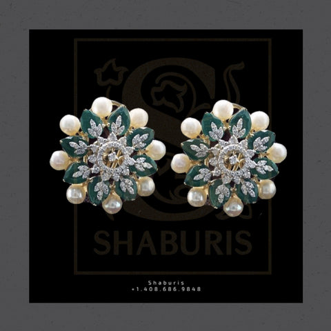 Bollywood Jewelry,Pure Silver Jewellery Indian ,big stud Earrings,Big Indian earrings,Indian Bridal,Indian Wedding Jewelry-NIHIRA-SHABURIS