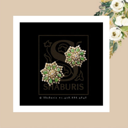 Pure Silver Jewellery Indian ,Navaratan Studs,Big Indian Studs,Indian Bridal,Indian Wedding Jewelry,pure Silver jewelry-NIHIRA-SHABURIS