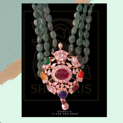 Padmavathi choker,Heavy choker,Sabyasachi Jewelry inspired,southindian Jewelery,indian Jewelery,Polki haram,Navaratan Pure silver-NIHIRA