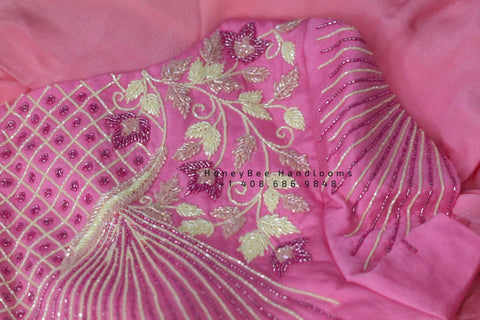 Pure crape saree with stitched blouse,zardhosi work,fancy saree,dual tone saree,two color saree,flowy saree,lyte weight saree,cocktail saree