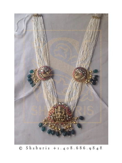 Side brooch pearl necklace | one side pendent necklace| Pearl Jewellery | Rice Pearls| indian bridal |Indian jewelry | Hair Accessories