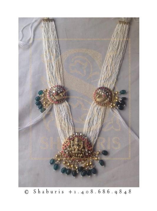 Side brooch pearl necklace | one side pendent necklace| Pearl Jewellery | Rice Pearls| indian bridal |Indian jewelry | Hair Accessories