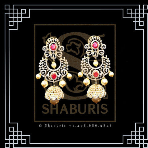 Chandbali , Latest Indian Jewelry,South Indian Jewelry,Pure silver Jhumkas Indian,Indian Earrings,Indian Wedding Jewelry -NIHIRA-SHABURIS