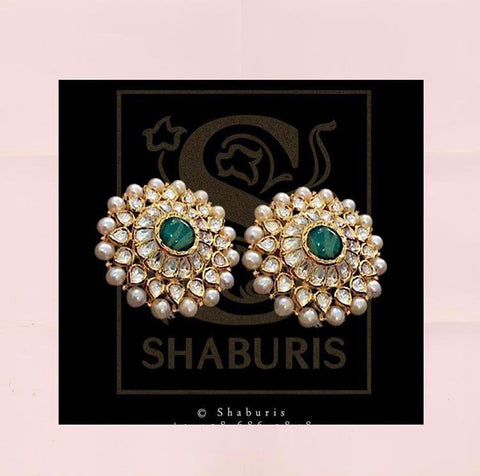 Indian Jewelry,Pure Silver Jewellery Indian ,Big Stud,Big Indian Stud,Indian Bridal,Indian Wedding Jewelry-NIHIRA-SHABURIS