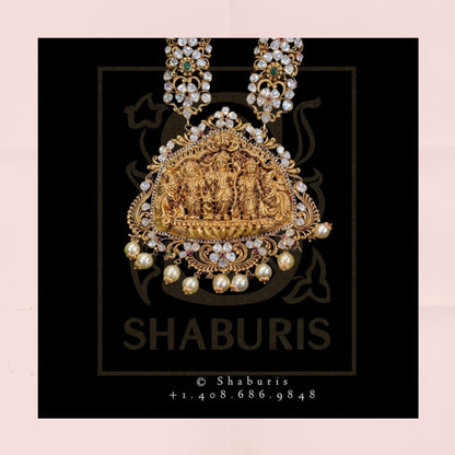 Raam parivar,ramparivar,temple Jewelery,southindian temple Jewelery,Traditional indian Jewelery,Polki haram,Pure silver jewelry-NIHIRA
