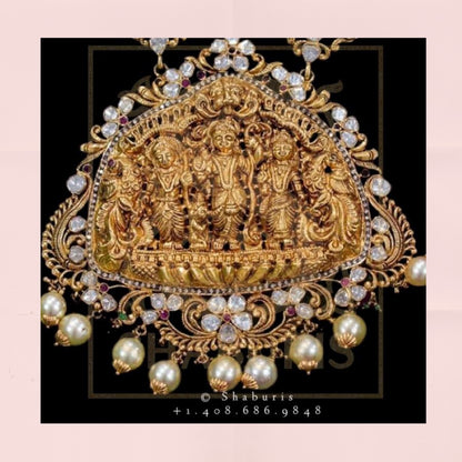 Raam parivar,ramparivar,temple Jewelery,southindian temple Jewelery,Traditional indian Jewelery,Polki haram,Pure silver jewelry-NIHIRA