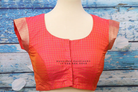 Pattu saree blouse - Peach work Blouse -Maggam work blouse - hand work blouse - Saree Blouse - peach pattu Saree Blouse- peach Blouse