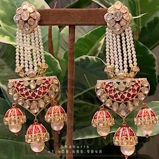 Passa Jewelry,Passa Jewellery,Pure Silver Jewellery ,Passa Earrings,Pakistani Jewelry -polki-kundan-swarovski-SHABURIS