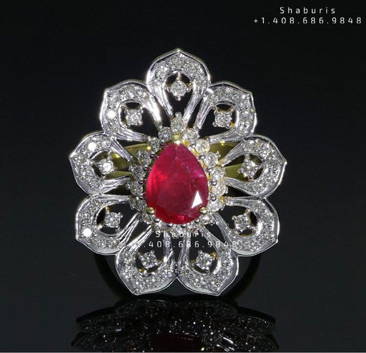 Cocktail Rings set,Latest Indian Jewelry,South Indian Jewelry,Pure silver polki pendent Indian,Indian polki ,Ruby  Diamonds,-NIHIRA-SHABURIS