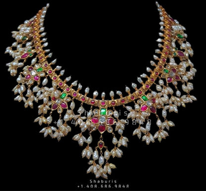 Guttapusalu Jewelry,Pure Silver jewelry Indian ,Nakshi Temple Necklace,Indian Necklace,Indian Bridal,Indian Wedding Antique Jewelry-NIHIRA