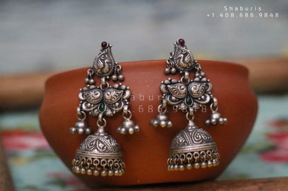 Oxidized Jewelry Jhumkas 925 Silver Jewelry Silver Earrings - SHABURIS