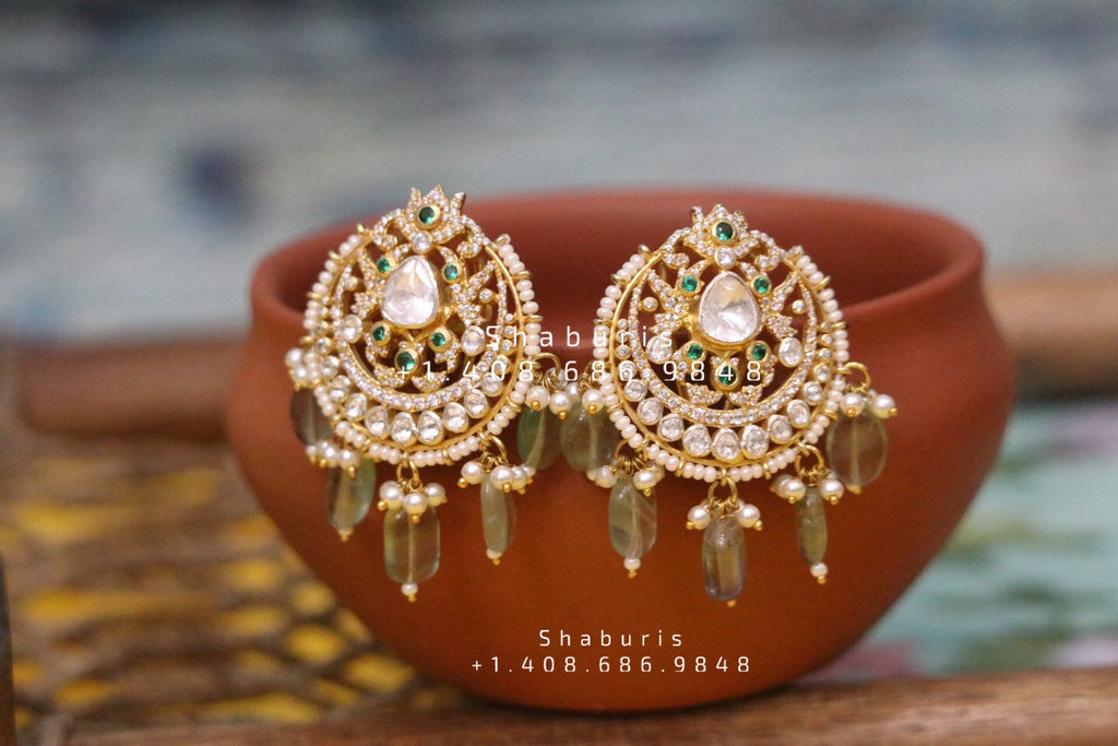 Chandbali Latest Indian Jewelry South Indian Jewelry Pure silver Jhumkas Indian Indian Earrings Indian Wedding Jewelry NIHIRA SHABURIS