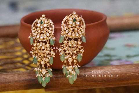 Chandbali , Latest Indian Jewelry,South Indian Jewelry,Pure silver Jhumkas Indian,Indian Earrings,Indian Wedding Jewelry -NIHIRA-SHABURIS