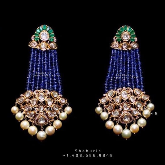 Passa Jewelry,Passa Jewellery,Pure Silver Jewellery ,Passa Earrings,Pakistani Jewelry -polki-kundan-swarovski-SHABURIS