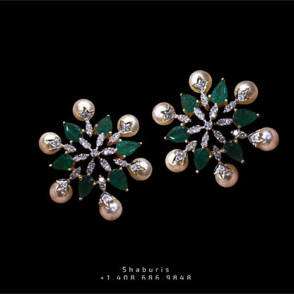 Simple studs , Latest Indian Jewelry,South Indian Jewelry,Pure silver earring Indian,Indian Earrings,Indian Wedding Jewelry -NIHIRA-SHABURIS