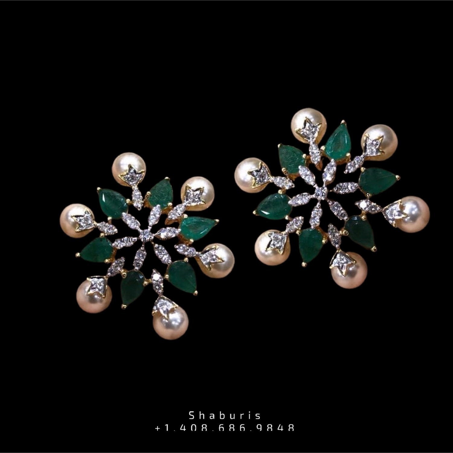 Simple studs , Latest Indian Jewelry,South Indian Jewelry,Pure silver earring Indian,Indian Earrings,Indian Wedding Jewelry -NIHIRA-SHABURIS