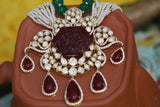 Padmavathi choker,Heavy choker,Sabyasachi Jewelry inspired,southindian Jewelery,indian Jewelery,Polki haram,Moissantie Pure silver-NIHIRA