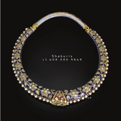 An enamelled and gem-set torque (hasli) multi purpose Jewelry,menakari Jewelry,Sterling Silver Jewelry,Pure Silver Jewelry