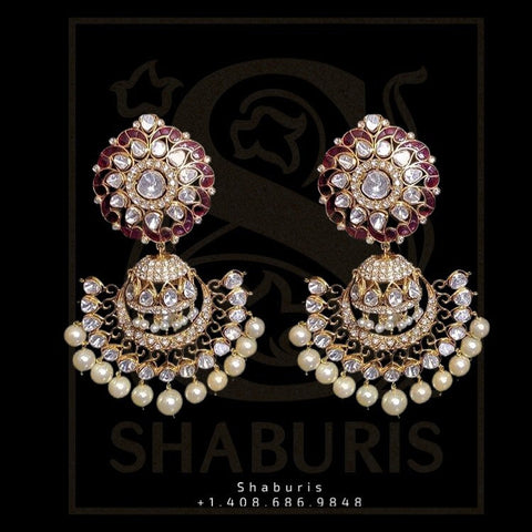Polki Jewelry Designs,South Indian Jewellery,South Indian Jewelry,Chandbali Earrings,latest indian jewellery Designs - NIHIRA-SHABURIS