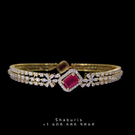 Diamond bangle indian,South Indian jewelry,Pure silver diamond pendent,swarovski bangle,Indian bangles -NIHIRA-SHABURIS