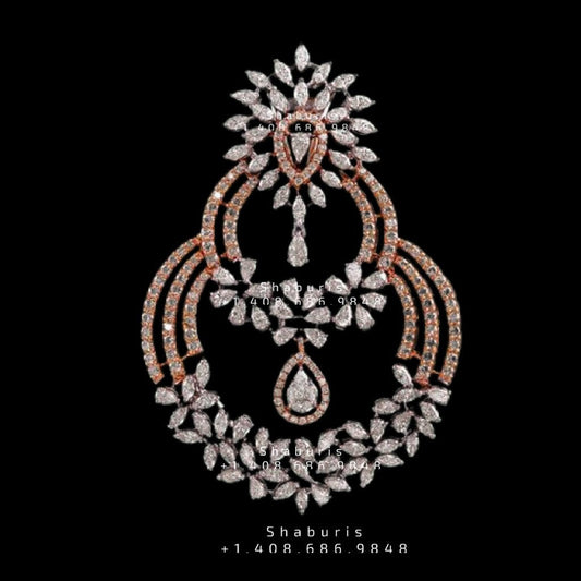Diamond Pendant indian,South Indian jewelry,Pure silver diamond pendent,swarovski Pendent,Indian Wedding Jewelry -NIHIRA-SHABURIS