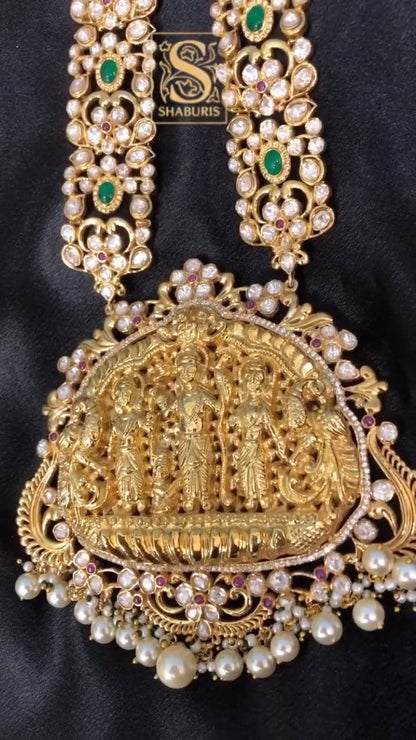 Raam parivar,ramparivar,temple Jewelery,southindian temple Jewelery,Traditional indian Jewelery,Polki haram,Pure silver jewelry-NIHIRA