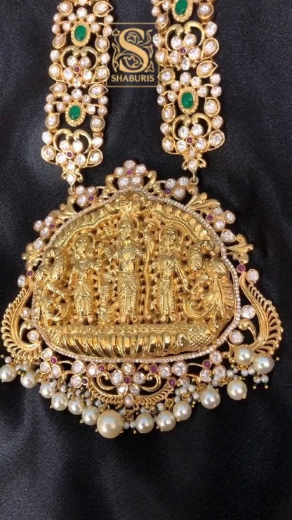 Raam parivar,ramparivar,temple Jewelery,southindian temple Jewelery,Traditional indian Jewelery,Polki haram,Pure silver jewelry-NIHIRA